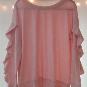 Pink Sweater w/sleeve ruffles